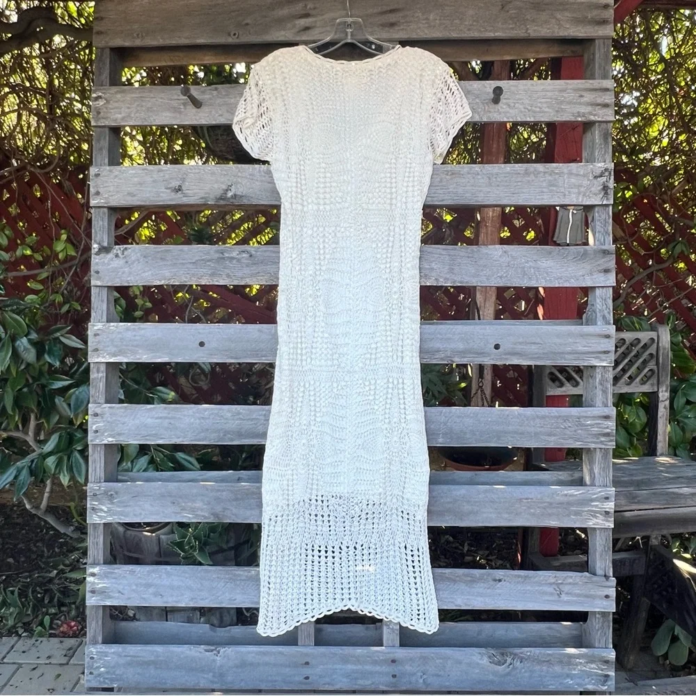 Vintage Y2K by Papillon Crochet Knit Boho Midi Dress - Picture 8 of 9